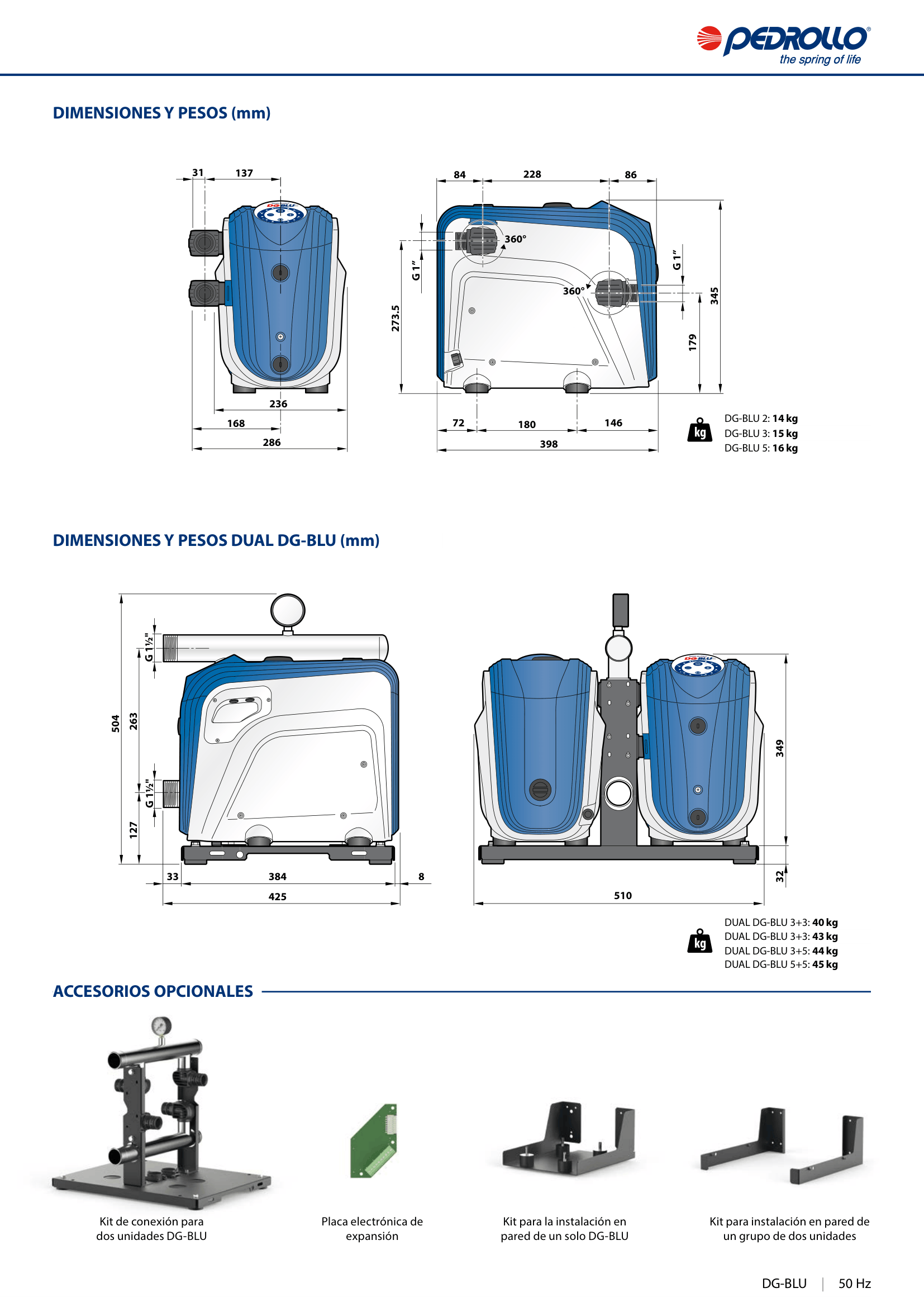 Bomba presurizadora de agua con variador 1.5 HP Pedrollo DG-BLU 5