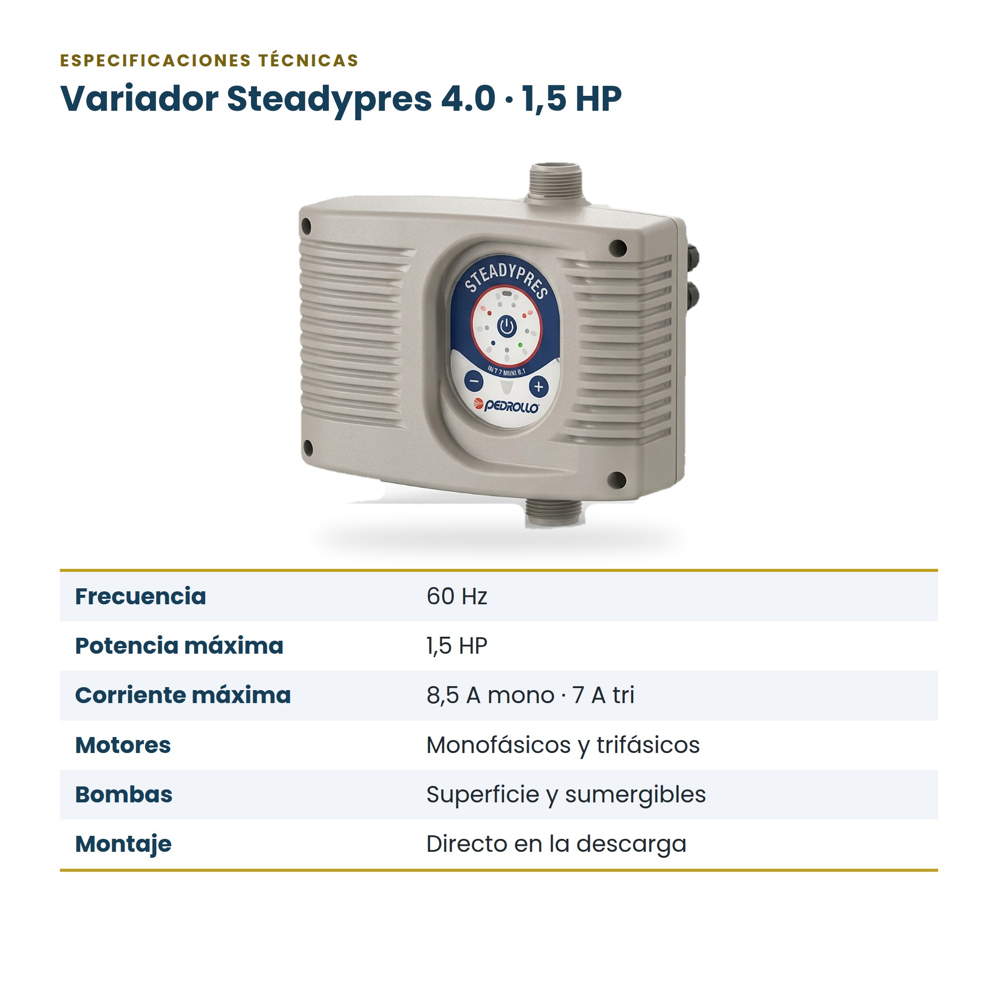 Variador de Frecuencia Pedrollo STEADYPRES 4.0 para Bombas de Agua