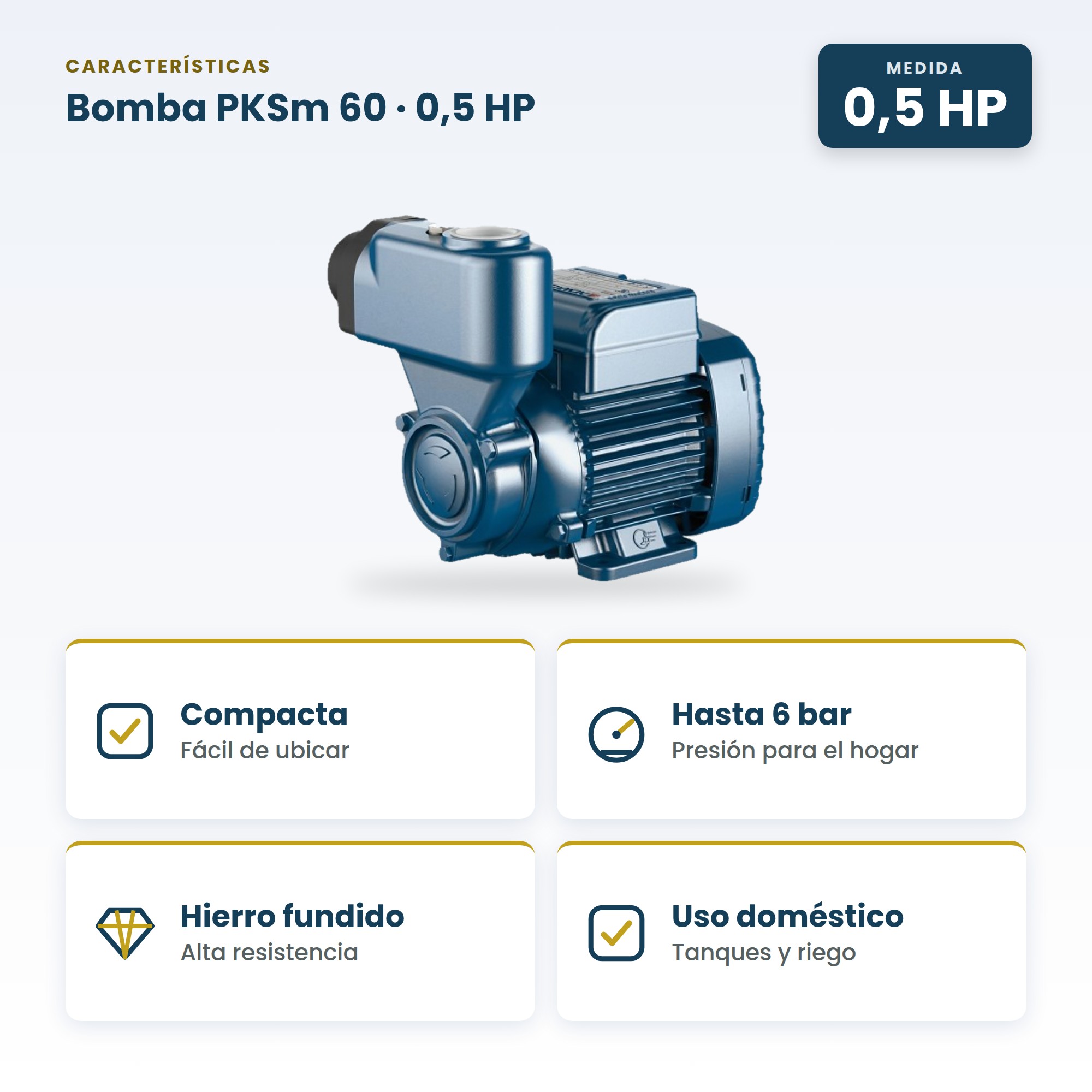Bomba de Agua Pedrollo PKSm60 0.5 HP Monofásica 110V