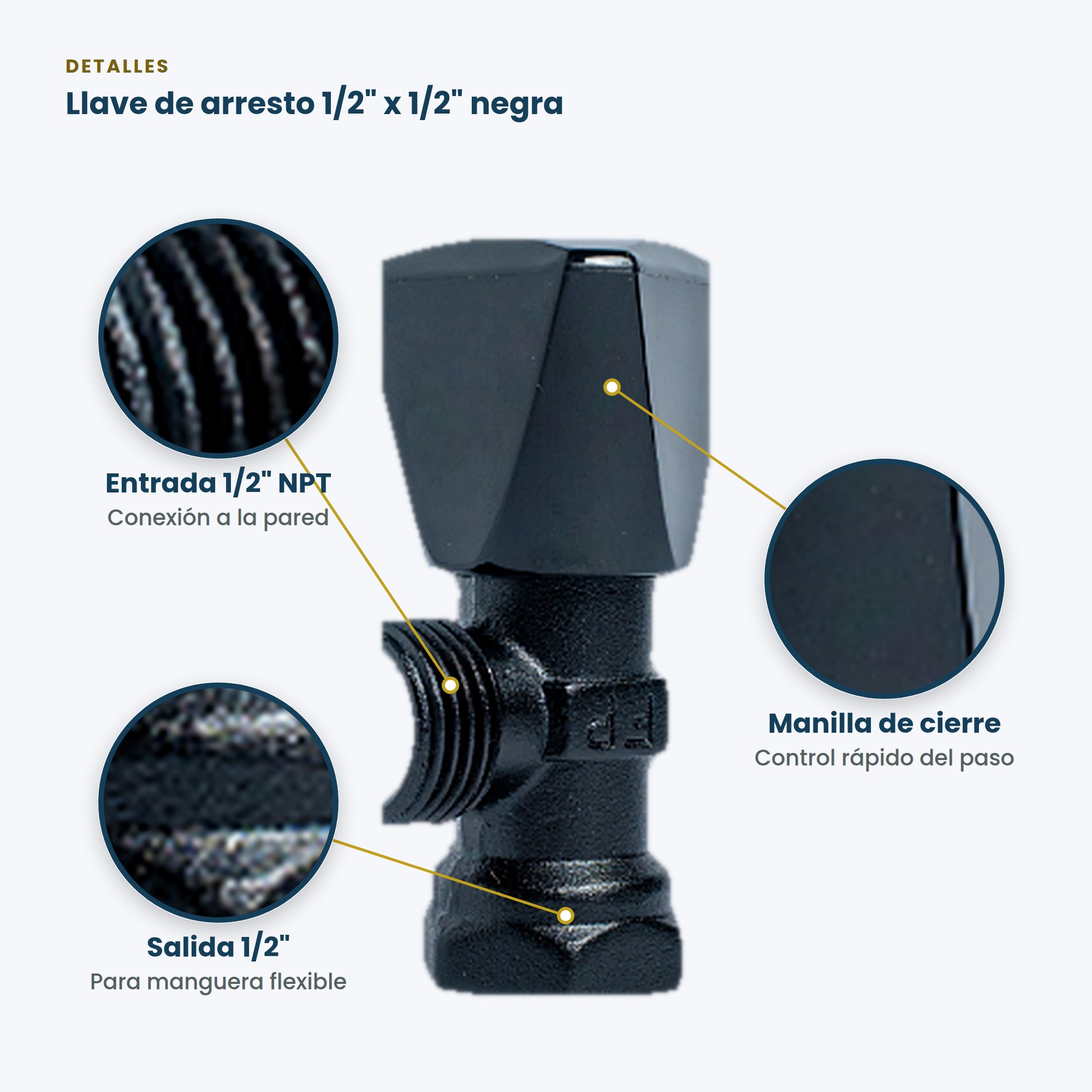 Llave de arresto de 1/2