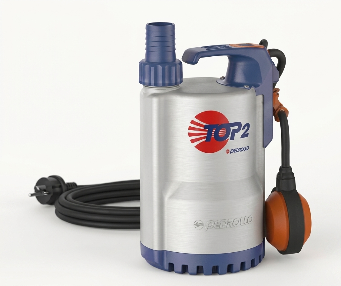 Bomba Sumergible Pedrollo TOP 2 de 1/2 HP para Agua Limpia y Drenaje Doméstico