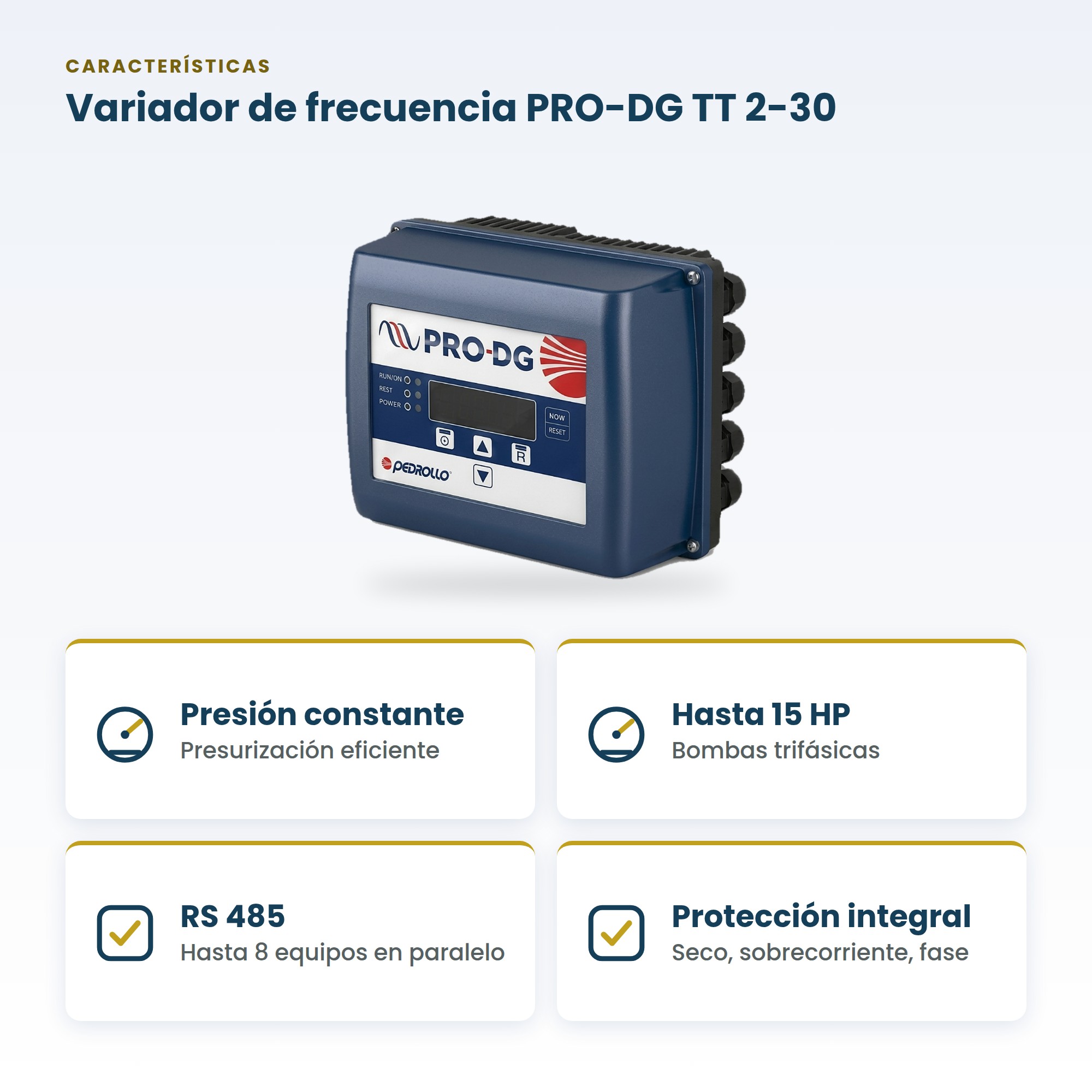 Variador de frecuencia Pedrollo PRO-DG TT 2-30 para presurización de agua a presión constante